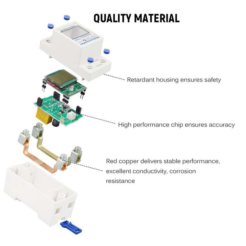 Digital Electric Energy Meter Single Phase DIN Rail Electricity Meter One Phase Two Wire Multi