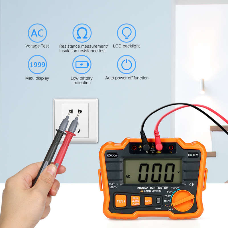 KKmoon Insulation Resistance Tester DCV ACV Meter 1000V Ground Megger Megohmmeter MegOhm Voltmeter w