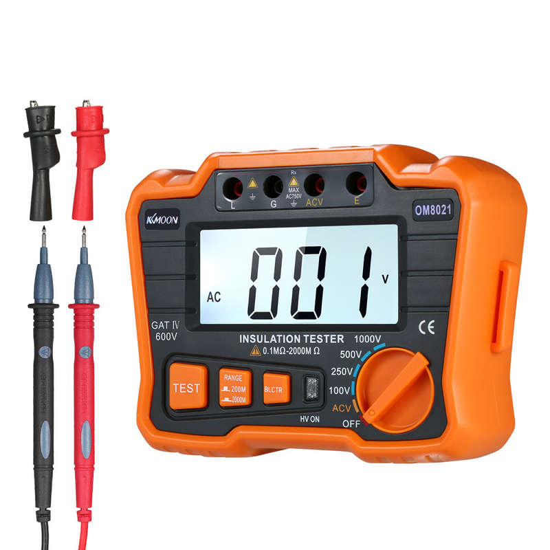 KKmoon Insulation Resistance Tester DCV ACV Meter 1000V Ground Megger Megohmmeter MegOhm Voltmeter w