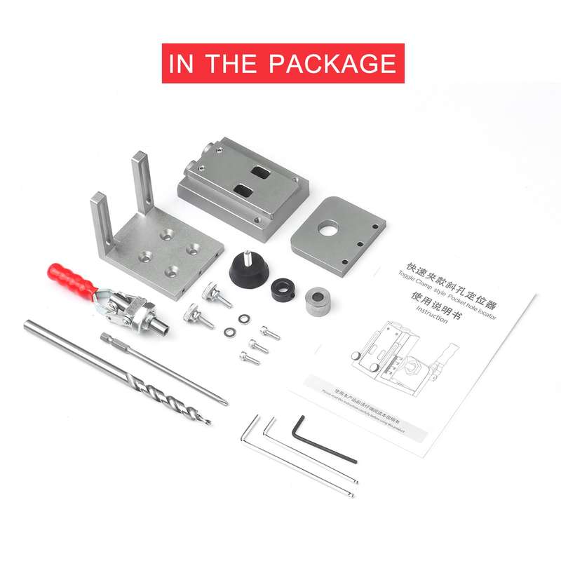 Pocket Hole Locator Jig Kit Aluminum Alloy 15 Degree Angle Oblique Hole Drilling Guide Positioner wi