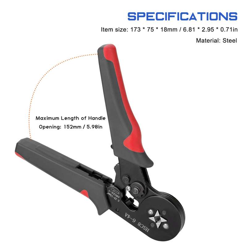 HSC8 6-4 0.25-10m AWG23-7 Ferrule Crimping Tool Kit High Hardness Crimper Plier with 1200pcs