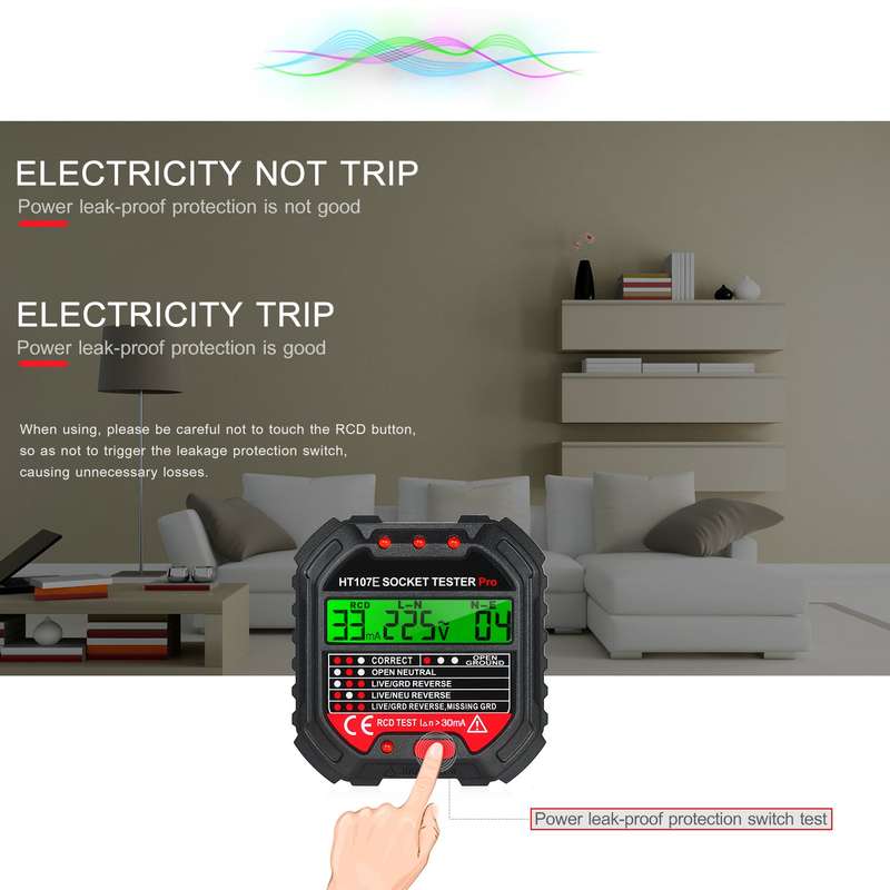 KKmoon GFCI Outlet Tester with Voltage Display 90-250V Socket Tester Automatic Electric Circui