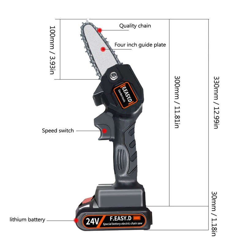 24V Lithium Battery Portable Electric Pruning Saw Rechargeable Small Electric Saws Woodworking One-h