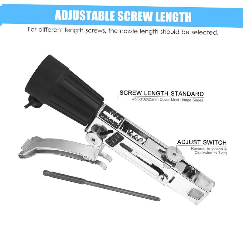 Automatic Chain Nail Gun Adapter Power Drill Attachment With Screws Woodworking Tool Auto Feed Screw