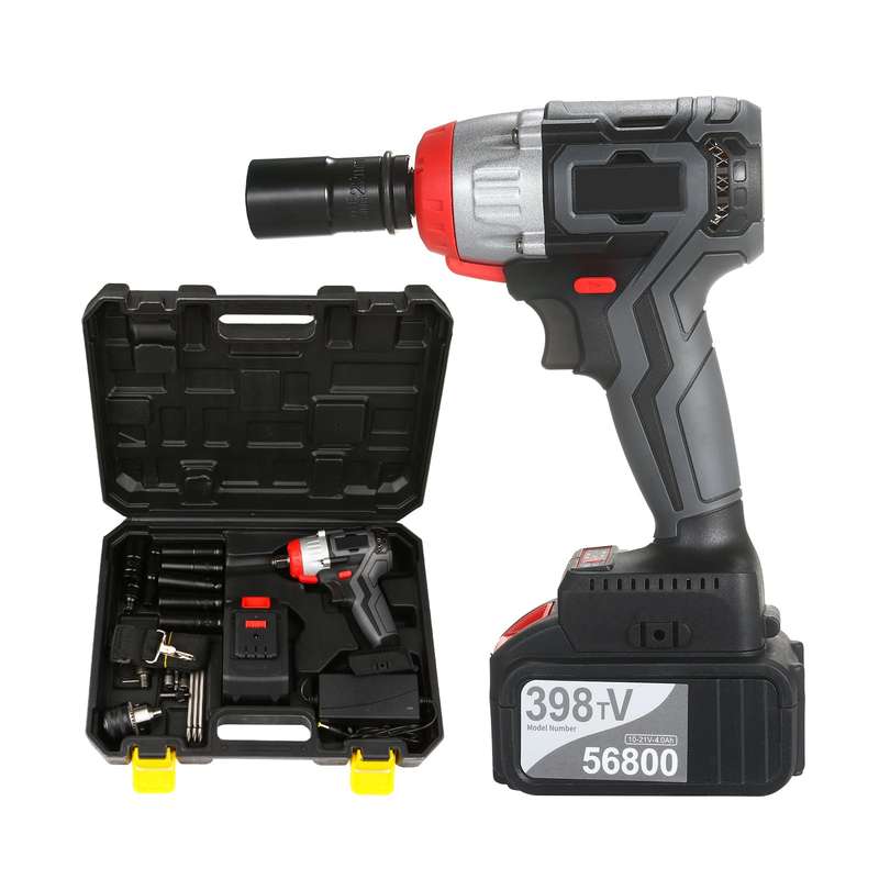 Cordless Impact Wrench Kit Brushless Drill 1/2 & 1/4 Inch Quick Chuck 380Nm Torque Fast Charger 2x4.