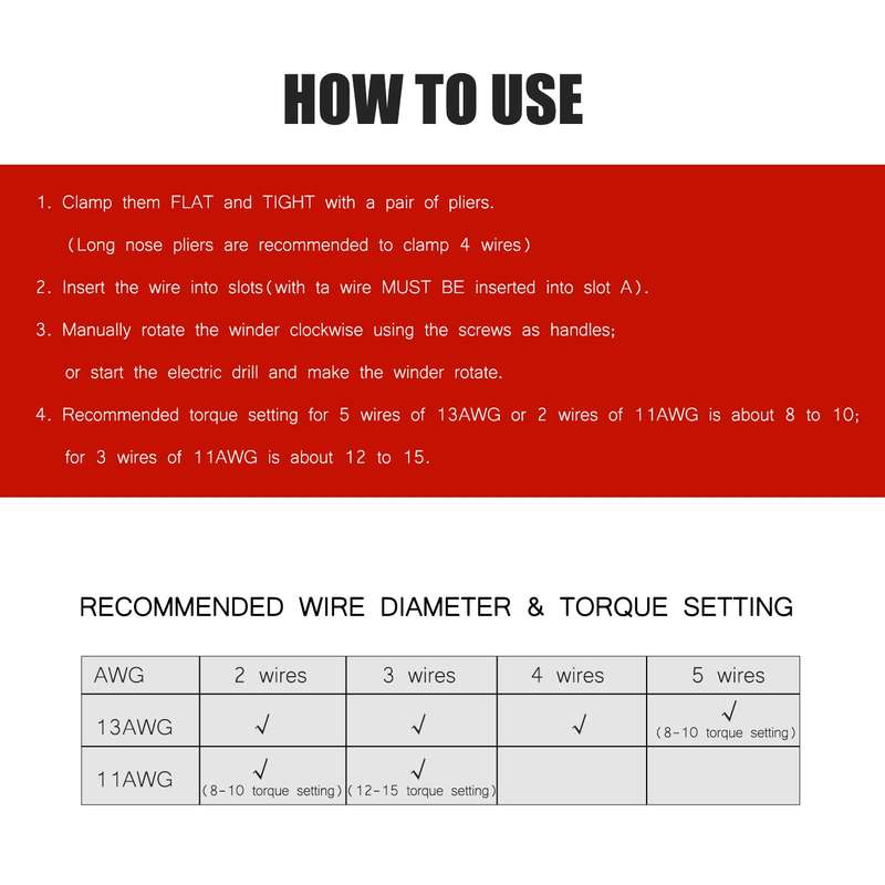 Wire Twisting Tool Wire Stripper and Twister for Stripping and Twisting 11/12/13AWG Solid Wires for