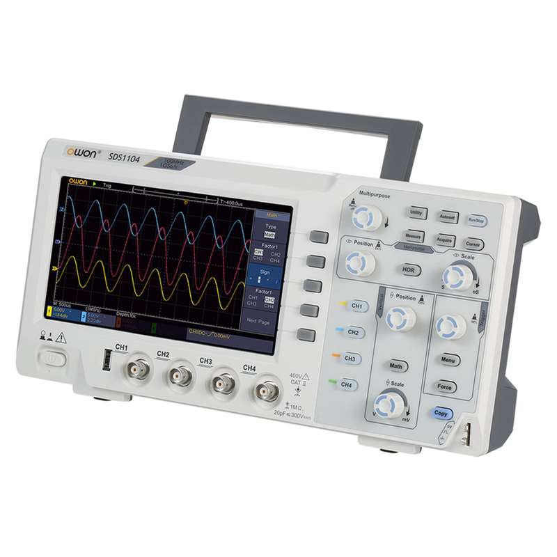 Owon SDS1104 4-CH Digital Storage Oscilloscope with 7-inch LCD Display Handheld Portable Oscil