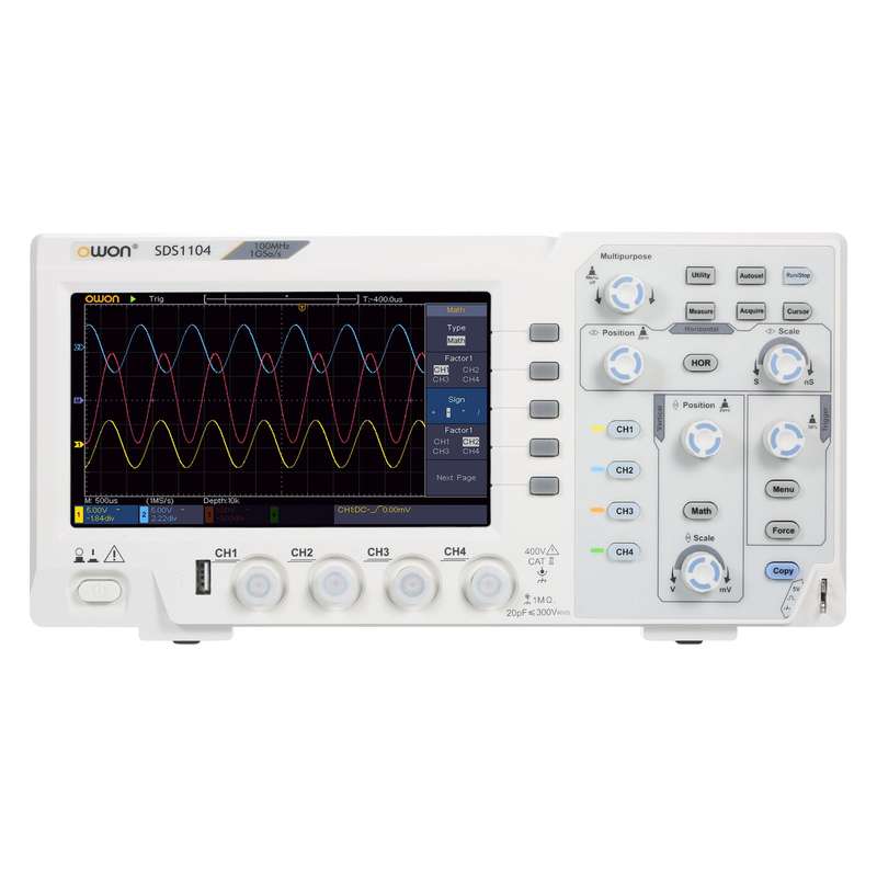 Owon SDS1104 4-CH Digital Storage Oscilloscope with 7-inch LCD Display Handheld Portable Oscil