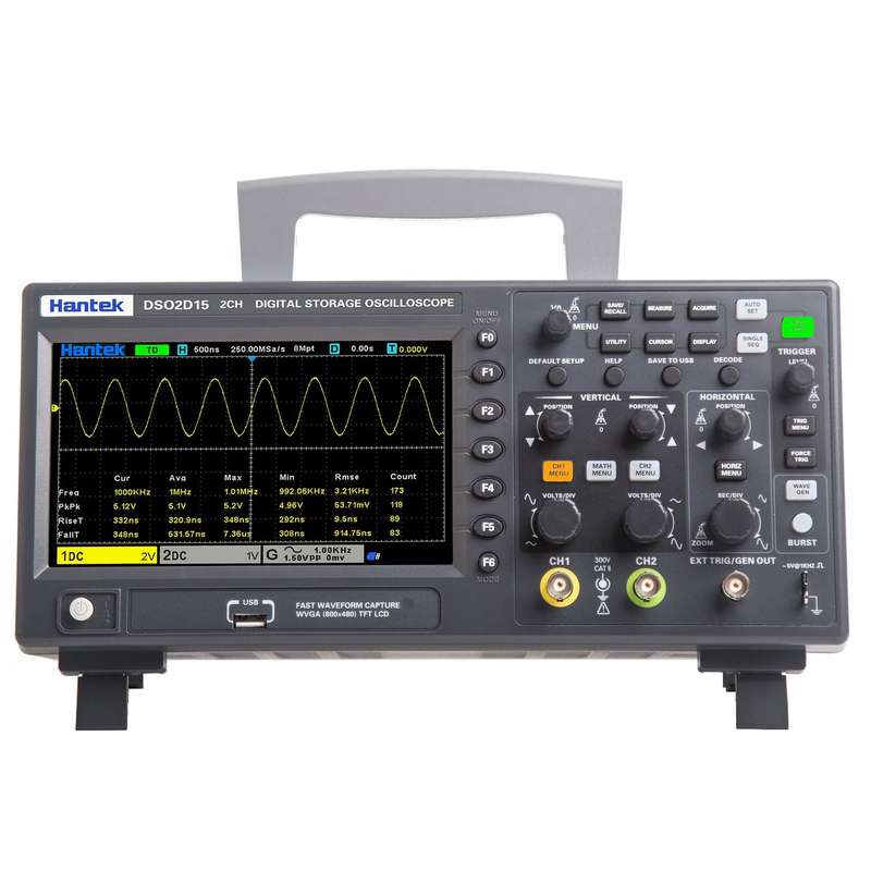Hantek DSO2D15 Digital Oscilloscope Meter Desktop Oscillograph Oscillometer 800 * 480 Pixel 7