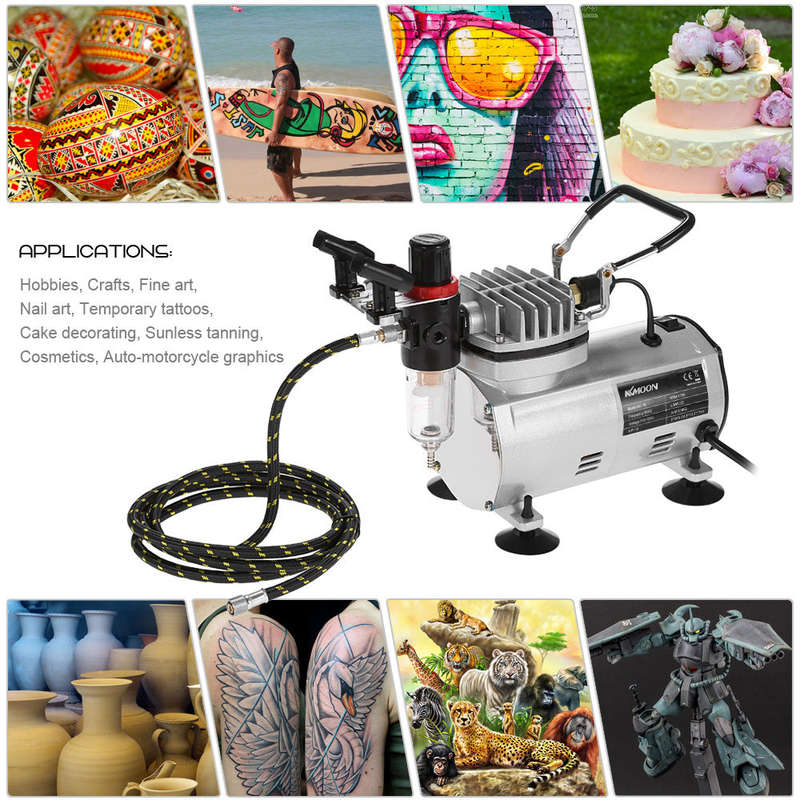 KKmoon Professional Airbrush Kit With Air Compressor Hobby Air Brush Set Nail Art Paint Sprayer with