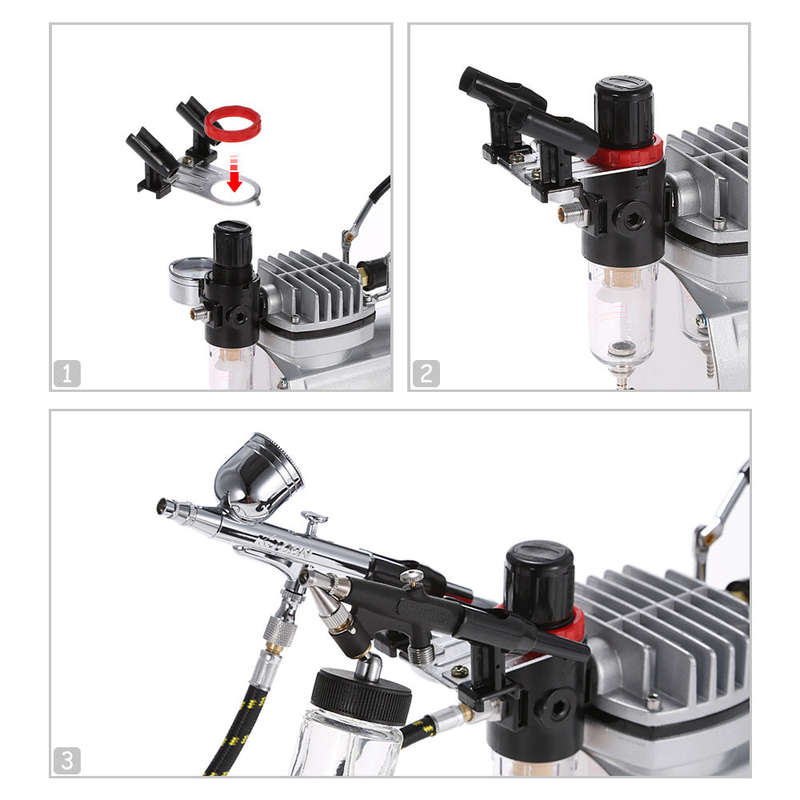 KKmoon Professional Airbrush Kit With Air Compressor Hobby Air Brush Set Nail Art Paint Sprayer with