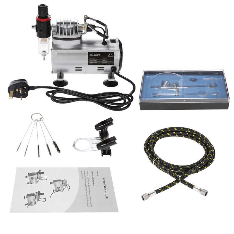KKmoon Professional Airbrush Kit With Air Compressor Hobby Air Brush Set Nail Art Paint Sprayer with