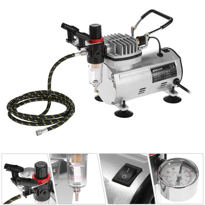 KKmoon Professional Airbrush Kit With Air Compressor Hobby Air Brush Set Nail Art Paint Sprayer with