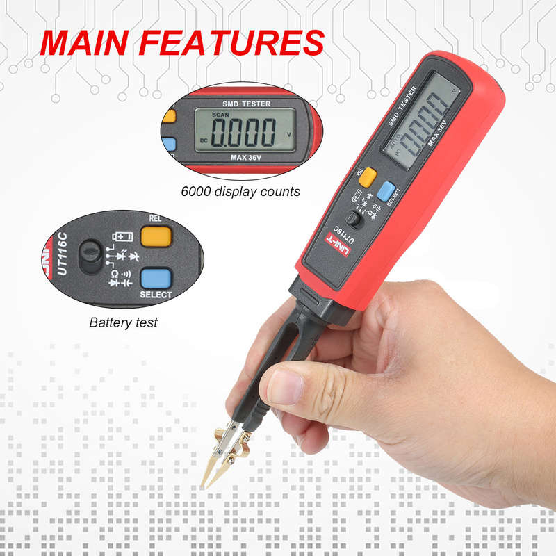 UNI-T SMD Tester Resistor Capacitor Diode (RCD) Parameter Meter LCD Auto Range SMD Digital Mu