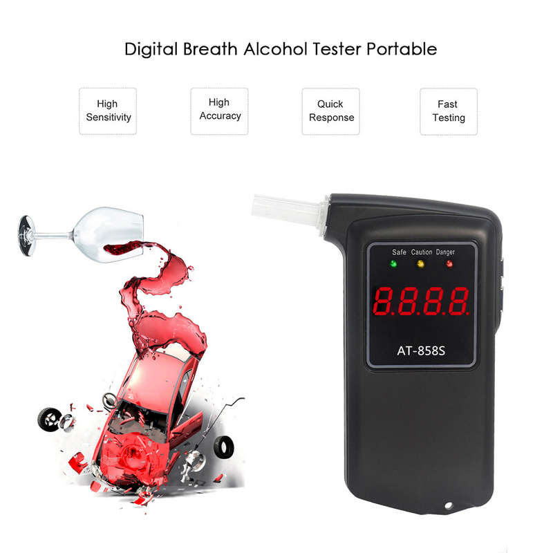 Professional Breathalyzer Portable Digital Breath Alcohol Tester Alcohol Tester Meter with 10p