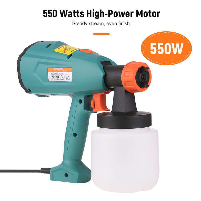 Power Paint Sprayer 550W High Power HVLP Spray Paint Machine with 800ml Container for House Painting