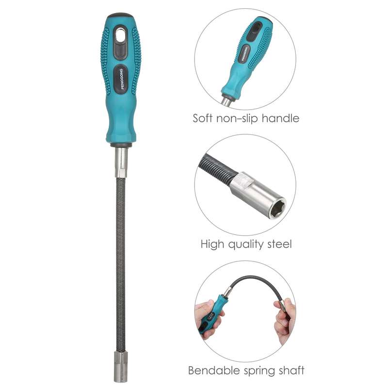 Flexible Hose Clamp Driver 7mm Metric Nut Driver Non-Slip Flex Socket Wrench Automotive Repla