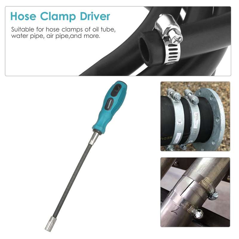 Flexible Hose Clamp Driver 7mm Metric Nut Driver Non-Slip Flex Socket Wrench Automotive Repla
