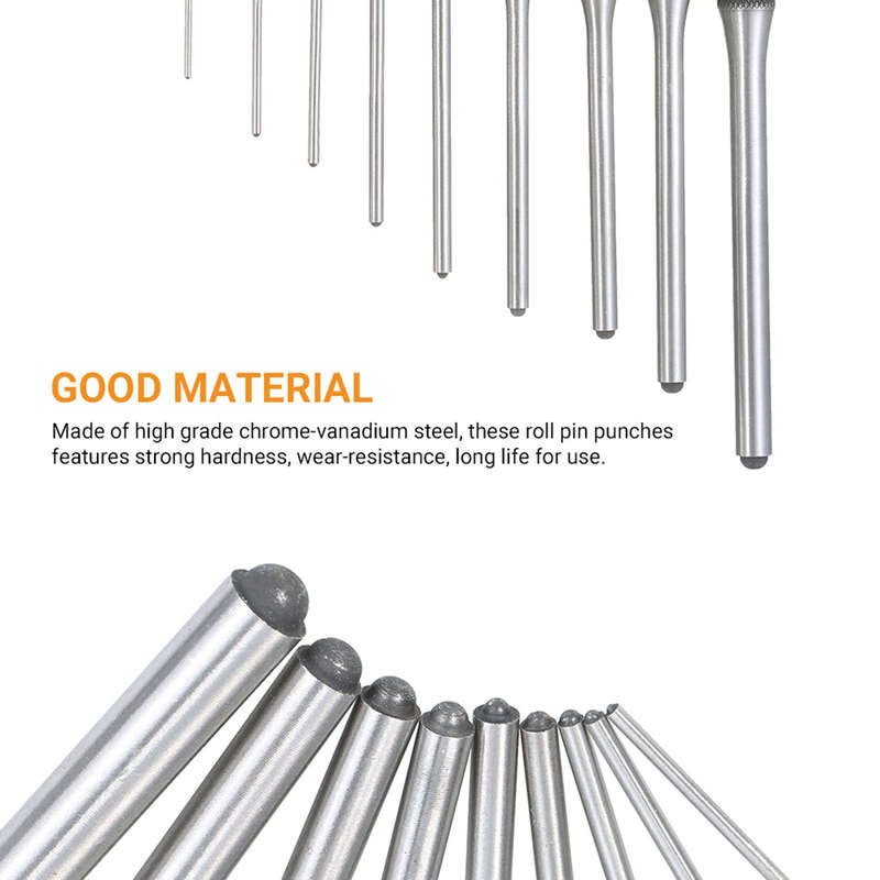 9 Pieces Roll Pin Punch Set Steel Punches Hand Pin Removing Tool with Carrying Case for Jewel