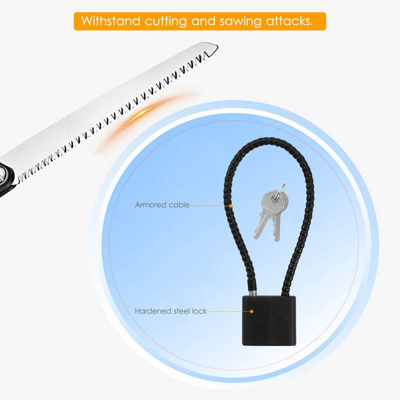 8.5-Inch Cable Gun Lock Rugged Keyed Cable Lock Helmet Bike Lock with Keys for Shotgun Pistol