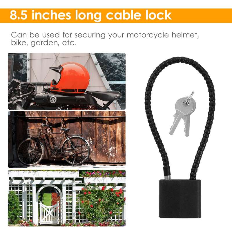 8.5-Inch Cable Gun Lock Rugged Keyed Cable Lock Helmet Bike Lock with Keys for Shotgun Pistol