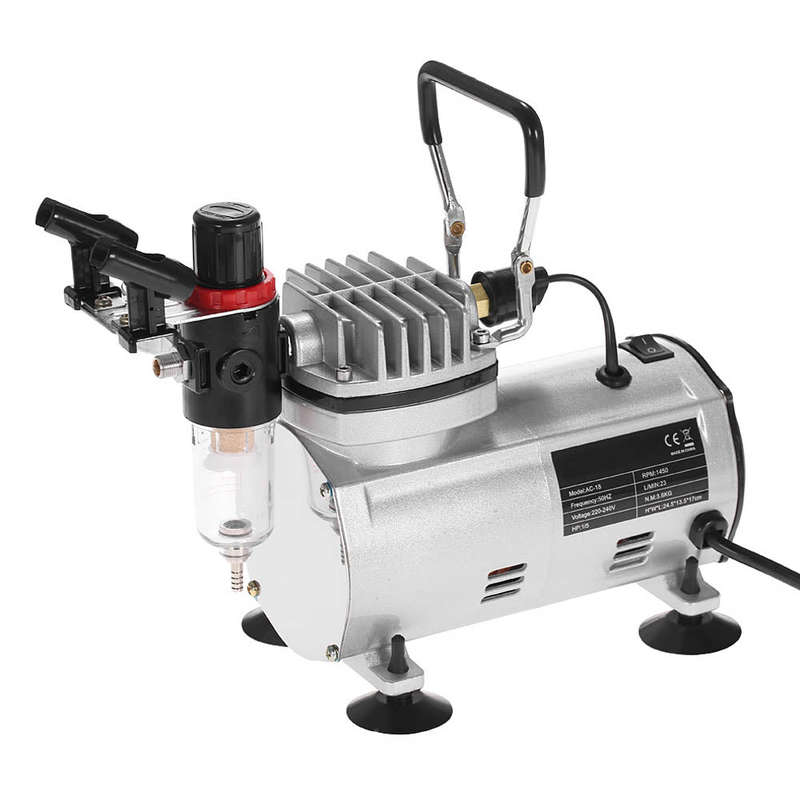 KKmoon Brand New Professional 3 Airbrush Kit With Air Compressor Hobby Spray Air Brush Set Tat