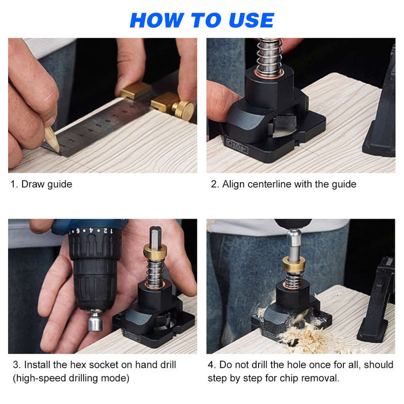 35mm Concealed Hinge Drilling Jig Hole Guide with Screw Clamp Hex Socket Drill Bit for Cabine