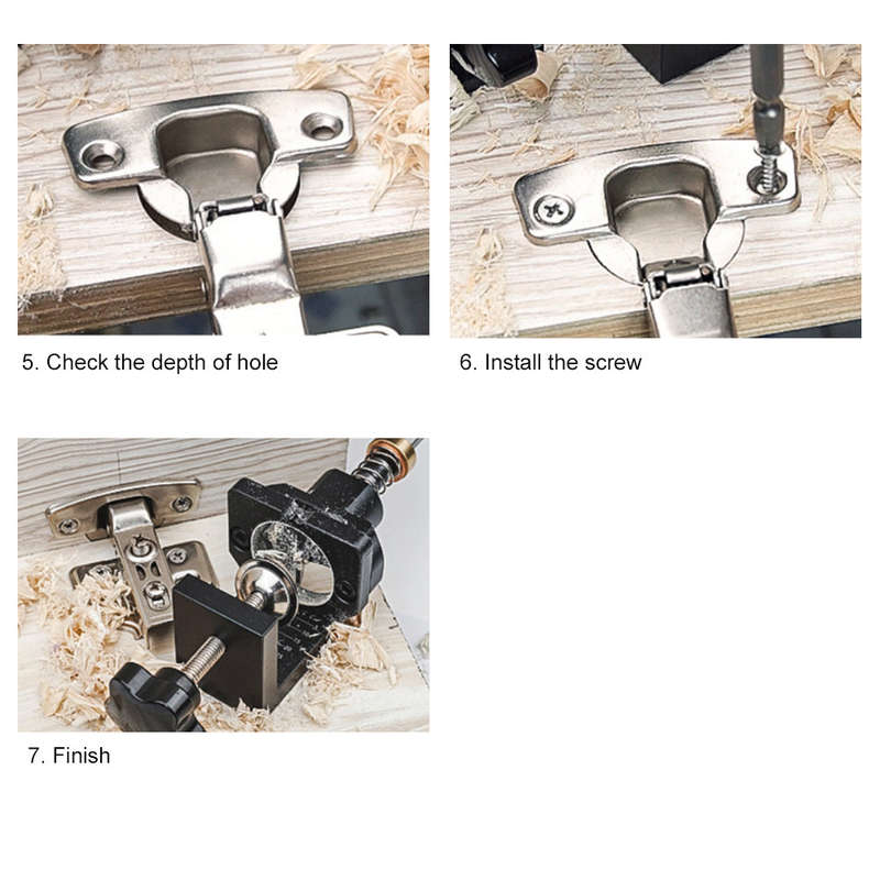 35mm Concealed Hinge Drilling Jig Hole Guide with Screw Clamp Hex Socket Drill Bit for Cabine