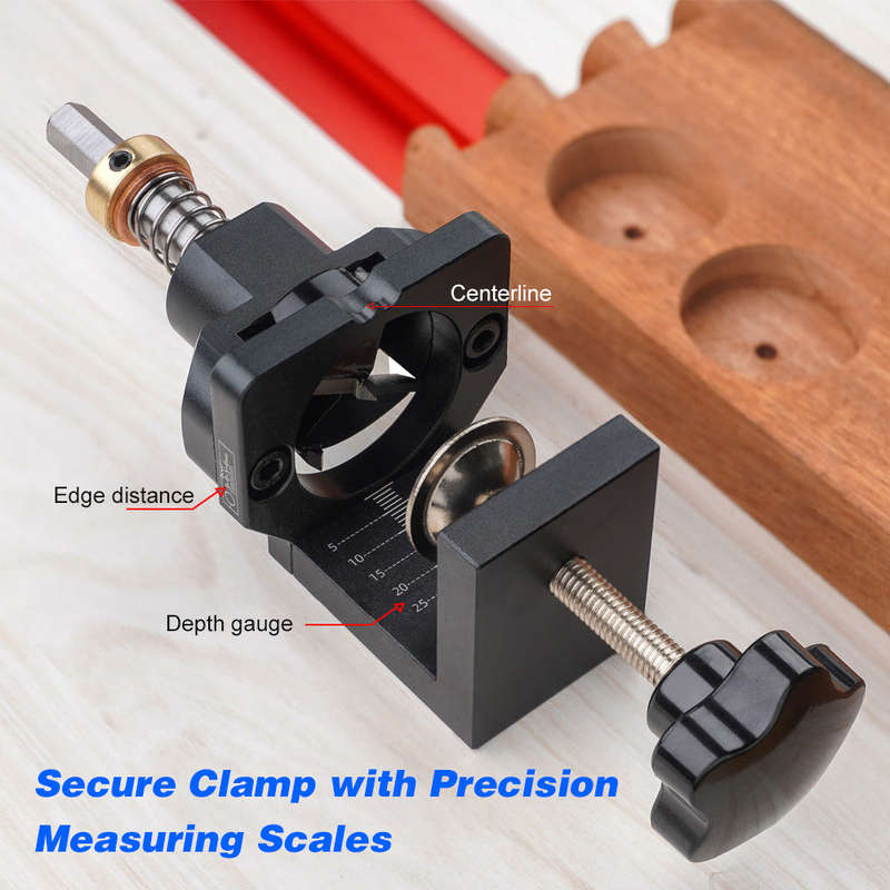35mm Concealed Hinge Drilling Jig Hole Guide with Screw Clamp Hex Socket Drill Bit for Cabine