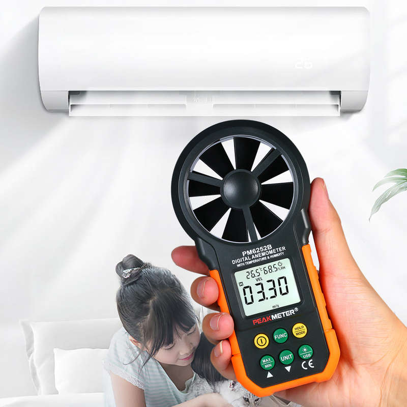 PEAKMETER Multifunction Digital Anemometer Professional Wind Speed Meter LCD Digital Anemomete