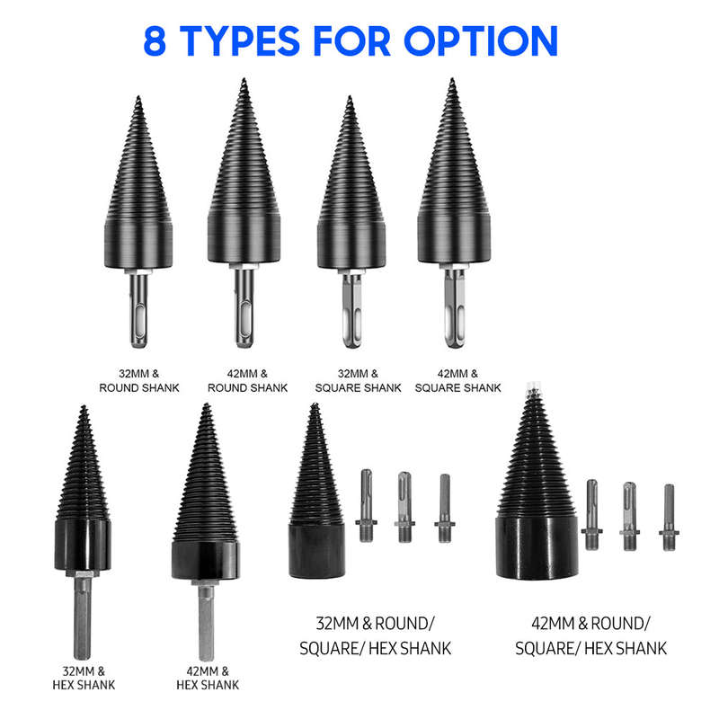 Wood Splitter Drill Bit Firewood Log Splitter Drill Bit Heavy Duty Drill Screw Cone Driver 42mm with