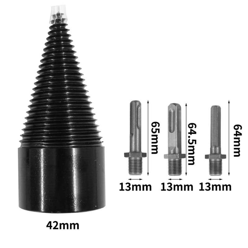 Wood Splitter Drill Bit Firewood Log Splitter Drill Bit Heavy Duty Drill Screw Cone Driver 42mm with