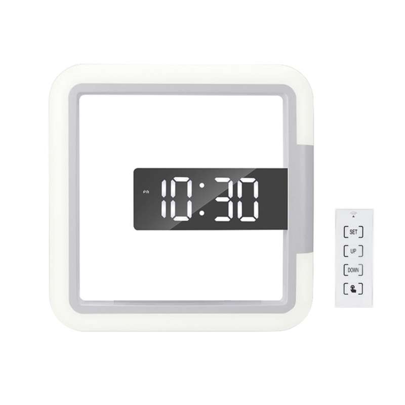 RGB Sqaure Mirror Wall Clock Hollow LED Clock Wall Mounted Clock Digital Alarm Clock Snooze Te