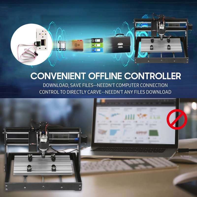 CNC 30*18 Pro Router Kit GRBL Control 3 Axis Offline Controller 80W Laser Module Engraver Pla