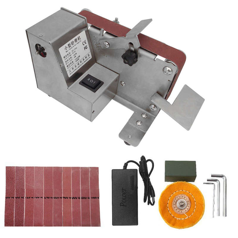 180W Small Sanding Machine Belt Sander 7 Gear Speed Adjustable Household Electric Polishing Machine