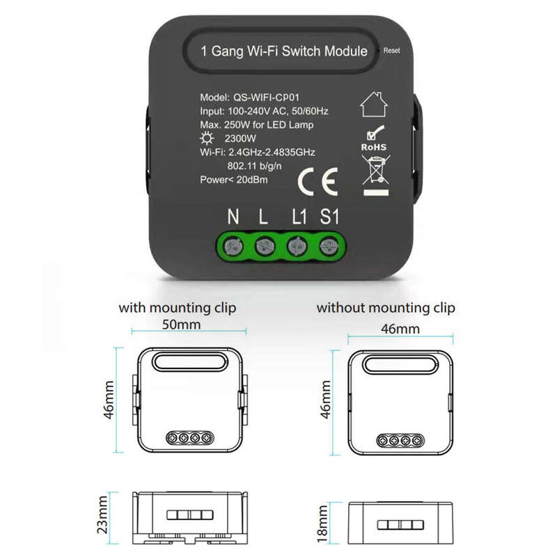 QS-WIFI-CP01 Tuya WiFi Intelligent Switch Module Intelligent Home Switch Conversion Module 1 G