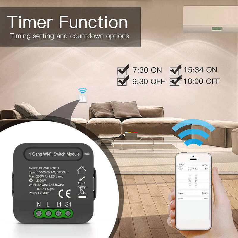 QS-WIFI-CP01 Tuya WiFi Intelligent Switch Module Intelligent Home Switch Conversion Module 1 G