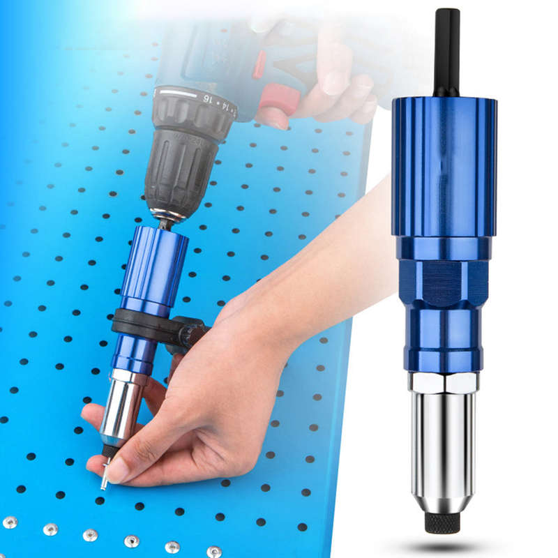 Rivet Gun Adapter for Electric Drill Cordless Riveting Tool with Wrench Detachable Handle 3/32'' 1/8