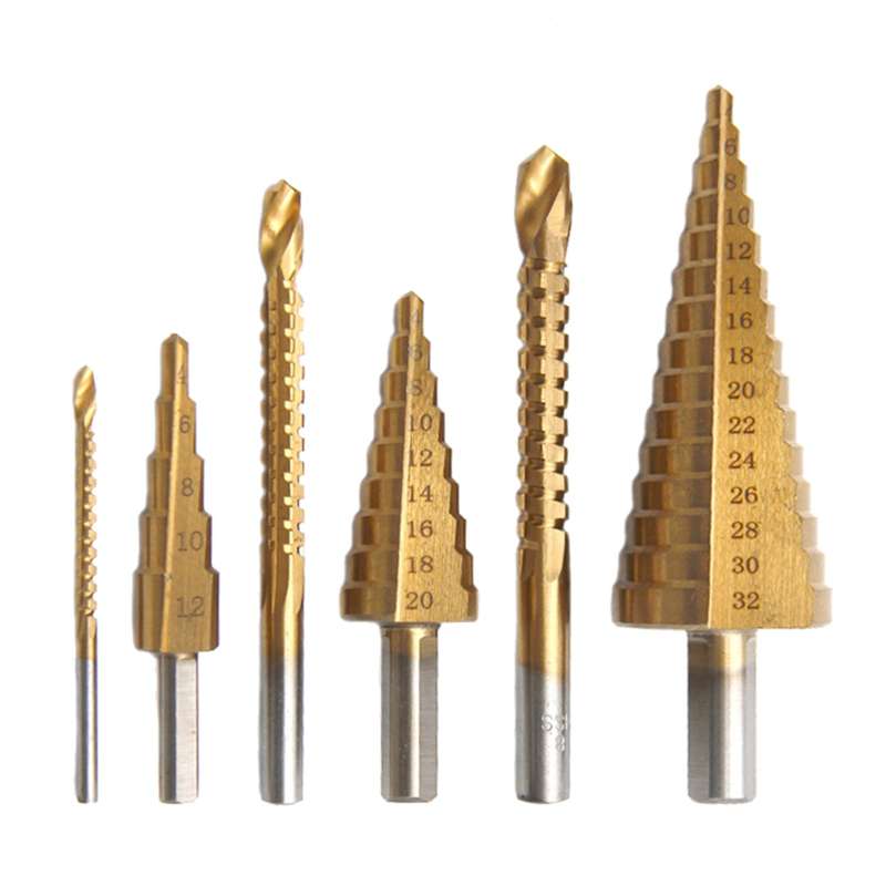 6 PCS Step Drill Bit and Saw Drill Set HSS Drill Bits for Sheet Aluminum Iron Metal Stainless Steel