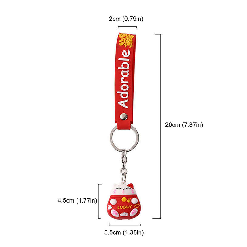 Adorable Key Chain Plutus Cat  Cartoon Pattern  Lucky Cat Key Ring Cute Portable Hanging Decor