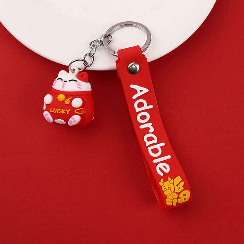 Adorable Key Chain Plutus Cat  Cartoon Pattern  Lucky Cat Key Ring Cute Portable Hanging Decor