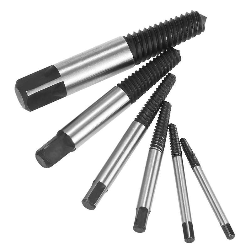 6pcs Broken Bolt Screw Extractor Remover Set Easy Out Drill Bits Tools Kit 3-22mm