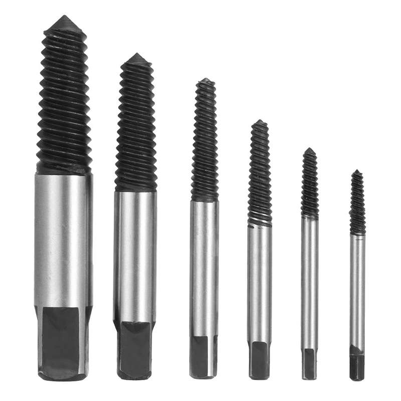 6pcs Broken Bolt Screw Extractor Remover Set Easy Out Drill Bits Tools Kit 3-22mm