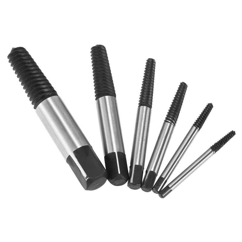 6pcs Broken Bolt Screw Extractor Remover Set Easy Out Drill Bits Tools Kit 3-22mm