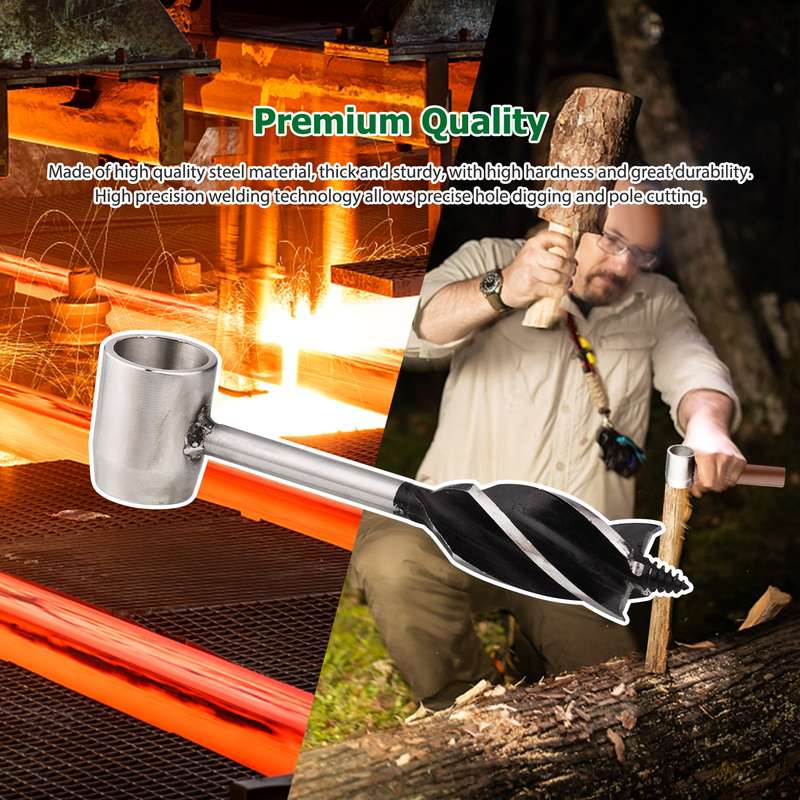 Survival Tool 4-Edge Manual Auger Settler Wrench Bushcraft Scotch Eye Hand Auger Drill for Wo