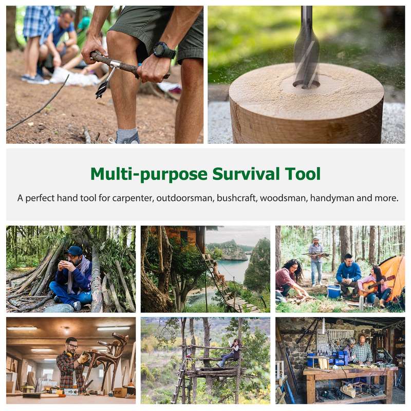 Survival Tool 4-Edge Manual Auger Settler Wrench Bushcraft Scotch Eye Hand Auger Drill for Wo