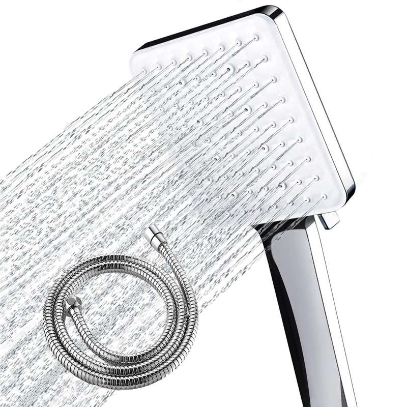 High Pressure Handheld Shower Head with 4.9ft Hose 6 Spray Settings Bathroom Adjustable Shower Spray