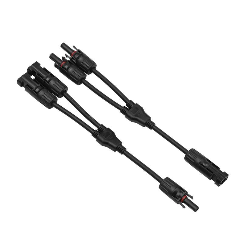 Y Branch Solar Connectors Parallel Cable Adapter 2-Way Solar Cable Connector Self-locking IP67