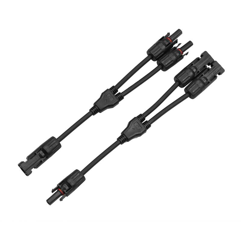 Y Branch Solar Connectors Parallel Cable Adapter 2-Way Solar Cable Connector Self-locking IP67