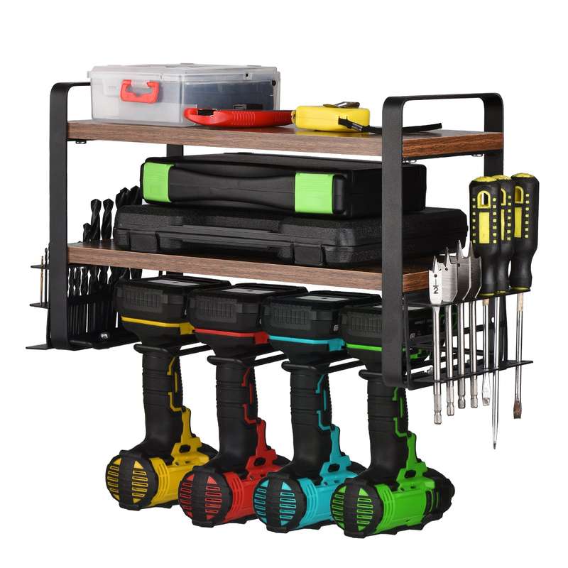 Power Tool Storage Organizer Wall Mount Heavy Duty Tool Holder Three Layer Multifunctional Too